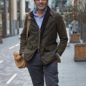 BARBOUR LUTZ Waxed Jacket Olive Rugged Sophistication MSRP$520 British Heritage